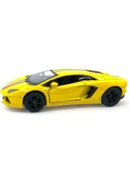 Peda Toy Lamborghini Aventador Şeritli Model Araba 1,36 Ölçek Lisanslı Çek Bırak Araba Sarı