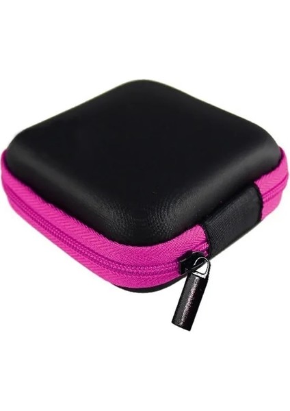 Gül Kırmızı 2 Adet Taşınabilir Kulaklık Saklama Çantası USB Veri Kablosu Sert Çanta Kulaklık Kulakiçi Anahtar Para Sd Kart Organizatör Kutusu Taşıma Çantası 8x8 cm (Yurt Dışından)