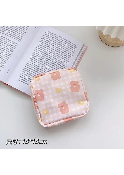 D Kadın Kızlar Kawaii Kozmetik Makyaj Tampon Ayı Peçete Kese Saklama Çantası Bozuk Para Cüzdanı Hijyenik Pedler Çanta Mini Veri Kabloları Organizatör (Yurt Dışından)