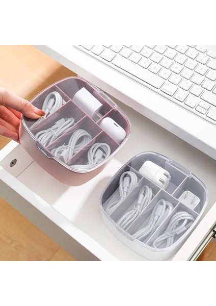 C Toz Geçirmez Tel Kablo Tutucu Kutusu Ofis Çekmecesi USB Saklama Kapaklı Kutu Kulaklık Şarj Kablosu Düzenleyici Kutusu Izgara Saklama Kutusu (Yurt Dışından) fiyatları