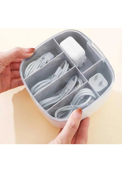 C Toz Geçirmez Tel Kablo Tutucu Kutusu Ofis Çekmecesi USB Saklama Kapaklı Kutu Kulaklık Şarj Kablosu Düzenleyici Kutusu Izgara Saklama Kutusu (Yurt Dışından) fırsatları