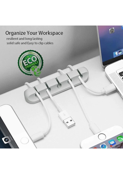 123457 Set Gri Silikon USB Organizatör Kablo Tutucu Kablo Sarıcı Masaüstü Düzenli Yönetim Fare Klavye Kulaklık Tel Organize Için Klipler Tutucu (Yurt Dışından)