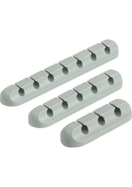 123457 Set Gri Silikon USB Organizatör Kablo Tutucu Kablo Sarıcı Masaüstü Düzenli Yönetim Fare Klavye Kulaklık Tel Organize Için Klipler Tutucu (Yurt Dışından)