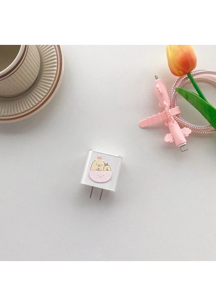 T05 USB Kablosu Koruyucu Veri Hattı Isırığı Hızlı Şarj Durumda iphone 18/20 W Kafa Sarıcı Kafa Kablo Kılıfı Sevimli Karikatür Ins Çapa (Yurt Dışından)