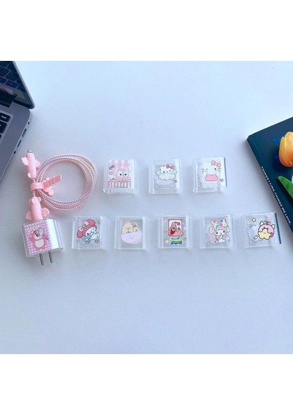 T05 USB Kablosu Koruyucu Veri Hattı Isırığı Hızlı Şarj Durumda iphone 18/20 W Kafa Sarıcı Kafa Kablo Kılıfı Sevimli Karikatür Ins Çapa (Yurt Dışından)
