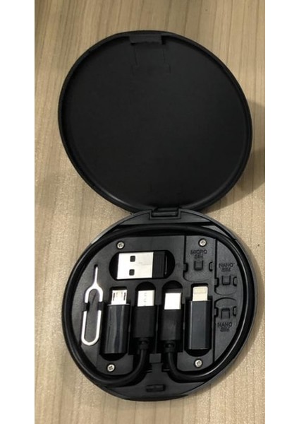 Siyah Mini Dijital Aletler Saklama Kutusu Çok Fonksiyonlu 5 In 1 Cep Telefonu Veri Kablosu 60 W Hızlı Şarj Kablosu Saklama Kutusu Telefon Tutucu (Yurt Dışından)