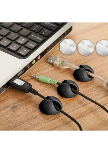 4 Adet Siyah 4 Adet Araba Masası Masaüstü Duvar Yuvarlak USB Tel Kordon Kablo Tutucu Klipler Organizatör Tutucu Kelepçeler Harmanlama Yönetimi Veri Kablosu Hub (Yurt Dışından)