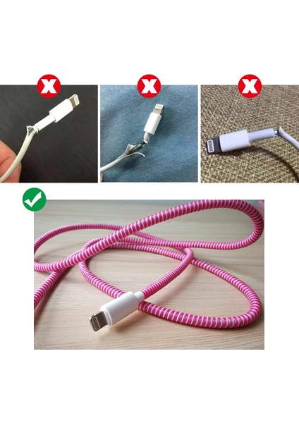 Radom Renk 5 Adet 1.2 M Renkli Telefon Kablosu Kordon Halat Koruma Anti-Break Yay Koruma Halatı USB Şarj Kablosu Kulaklık Veri Bobin Sarıcı (Yurt Dışından)