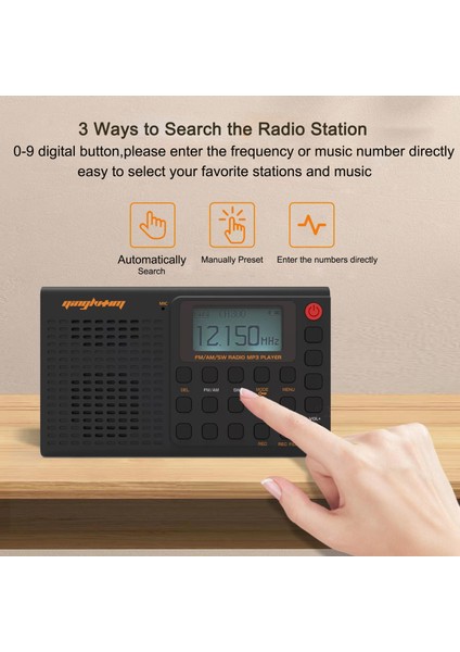 Bluetooth ile Taşınabilir Radyo Fm Am Sw Bt Cep Radyosu USB Mp3 Dijital Rec Kaydedici Desteği Tf Kart Bluetooth Radyo Alıcısı 64-108 Mhz Radyo (Yurt Dışından) modelleri