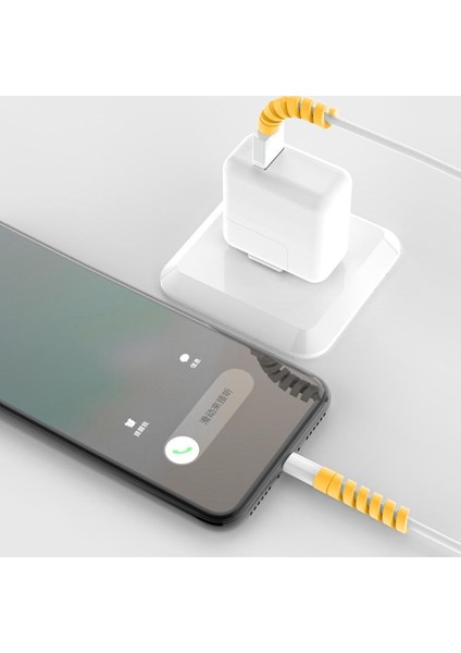 iPhone Android Için Sarı Koruyucu Koruyucu Kapak USB Şarj Kablosu Koruyucu Kılıf Takma ve Çıkarma Kullanışlı Basit (Yurt Dışından)