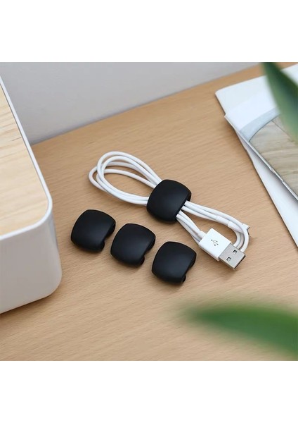 4 Adet 4 Adet Kablo Sarıcı Basit Yuvarlak Klip Telefon USB Kulaklık Şarj Tutucu Masası Düzenli Organizatör Tel Kordon Kurşun Masaüstü Kablosu Sabit (Yurt Dışından)