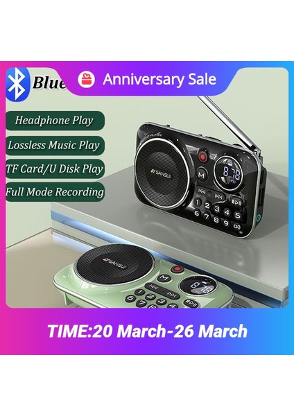 Yeşil Taşınabilir Mini Radyo Cep Fm Alıcısı Bluetooth5.0 Hoparlör Hıfı Tf/u Disk Mp3 Müzik Çalar Desteği Kayıt Kulaklık Çalma (Yurt Dışından) fiyatları