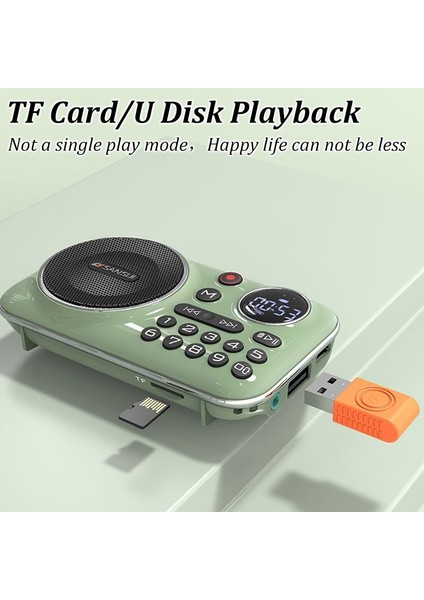 Yeşil Taşınabilir Mini Radyo Cep Fm Alıcısı Bluetooth5.0 Hoparlör Hıfı Tf/u Disk Mp3 Müzik Çalar Desteği Kayıt Kulaklık Çalma (Yurt Dışından) fırsatları