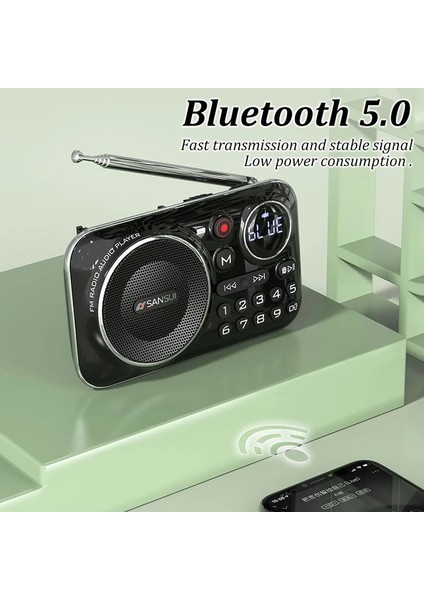 Yeşil Taşınabilir Mini Radyo Cep Fm Alıcısı Bluetooth5.0 Hoparlör Hıfı Tf/u Disk Mp3 Müzik Çalar Desteği Kayıt Kulaklık Çalma (Yurt Dışından) indirimleri