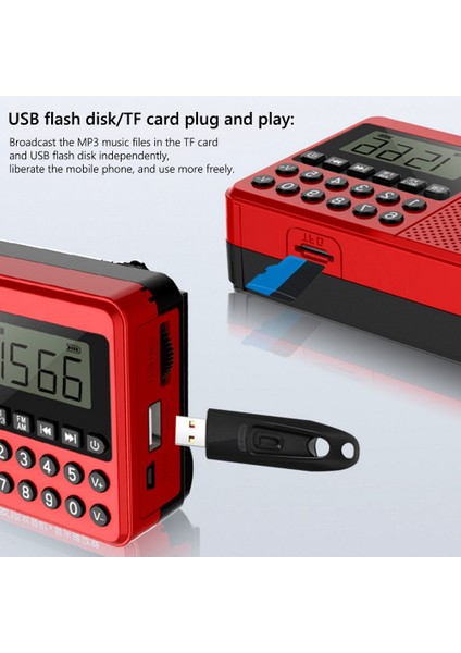 Kırmızı Fm/am/sw El Mp3 Çalar Çift Anten Tam Bant Yaşlı Radyo LED Dijital Ekran 2.1 Kanal Desteği USB Stick/tf Kart (Yurt Dışından) modelleri