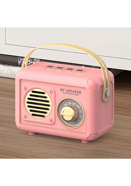 Pembe Retro Fm Radyo Taşınabilir Fm Alıcısı Vintage Bluetooth Hoparlör Subwoofer Tf/usb/kulaklık Oyuncu Şarj Edilebilir Radyolar Hediye Için (Yurt Dışından)