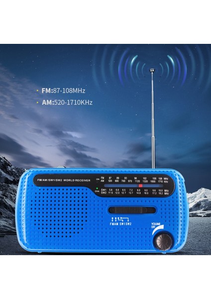 Mavi 1200MAH Dış Mekan Acil Durum Telsizi Güneş Enerjili El Krank Radyosu Çok Bantlı Am/fm/sw Radyo Taşınabilir Güneş Paneli Radyosu 4 Şarj Yöntemi (Yurt Dışından) indirimleri