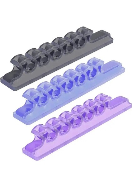 Koyu Gri Masa Kablosu Organizatör Bilgisayar Kablosu Koruyucu Klip Organizatör 5 Delik Tel Tutucu Esnek USB Kablosu Veri Hattı Bobin Sarıcı (Yurt Dışından)
