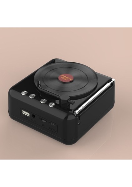 Siyah Taşınabilir Retro Fm Radyo Mini Radyo Alıcısı Bluetooth Hoparlör Vinil Plak Çalar Mıc Desteği Tws Tf Kart/u Disk/aux Oyun (Yurt Dışından)