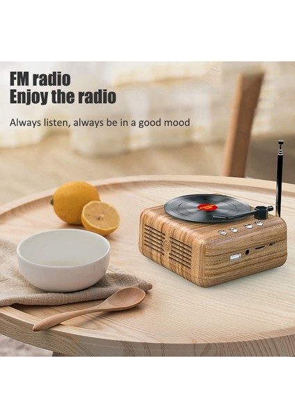 Siyah Taşınabilir Retro Fm Radyo Mini Radyo Alıcısı Bluetooth Hoparlör Vinil Plak Çalar Mıc Desteği Tws Tf Kart/u Disk/aux Oyun (Yurt Dışından)