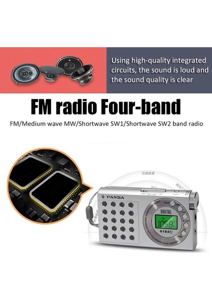 Gümüş Taşınabilir Tam Bant Radyo Fm/mw/sw1/sw2 Alıcısı, LCD Arka Aydınlatmalı Ekran Yüksek Hassasiyetli Radyo Desteği Çalar Saat/kulaklık (Yurt Dışından)