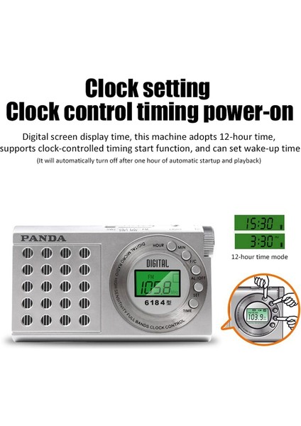 Gümüş Taşınabilir Tam Bant Radyo Fm/mw/sw1/sw2 Alıcısı, LCD Arka Aydınlatmalı Ekran Yüksek Hassasiyetli Radyo Desteği Çalar Saat/kulaklık (Yurt Dışından)