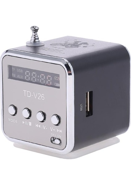 Siyah TD-V26 Alüminyum Digita Linternet Radyo Fm Alıcı Sd Tf USB Oyun Stereo Altavoz Mini Hoparlör Taşınabilir Fm Radyo (Yurt Dışından) fırsatları
