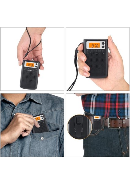 Avrupa Amfm Mini Radyo Dahili Hoparlör Kulaklık Jakı ile Taşınabilir Stereo Cep Hoparlörü Dijital LCD Ekranlı Am Fm Çalar Saatli Radyo (Yurt Dışından) fırsatları