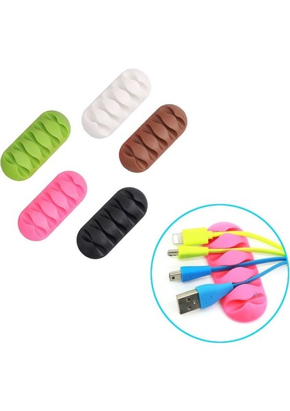 Rastgele Renk 5-Klip Kulaklık Kablosu Sarıcı Organizatör Şarj Kablosu Tutucu Sabitleme Klipleri Pc Tv Için USB Kravat USB Kablosu Kulaklık Tel Koruyucu (Yurt Dışından)