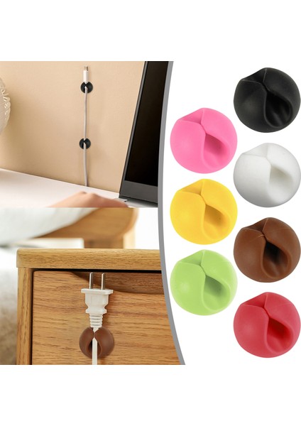 Pembe Tek Delikli Kulaklık Masası Masaüstü Duvar Yuvarlak USB Kablosu Kablosu Kablo Tutucu Klip Organizatör Tutucu Kelepçeleri Harmanlama Yönetimi (Yurt Dışından)