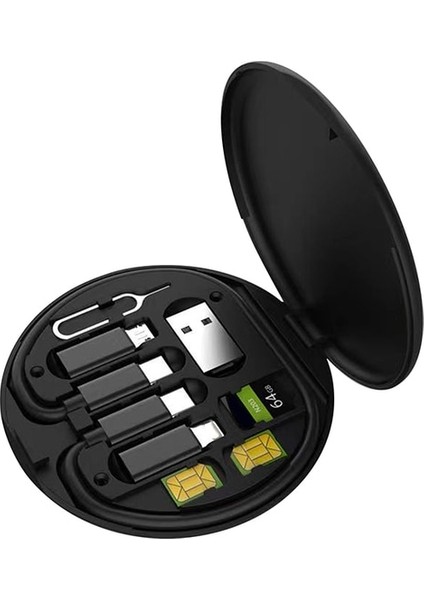 Siyah 60W Hızlı Şarj Kabloları Tip-C Cep Telefonu Veri Kablosu USB Şarj Seti Saklama Kutusu Apple Samsung Için Kart Pin Almak (Yurt Dışından)