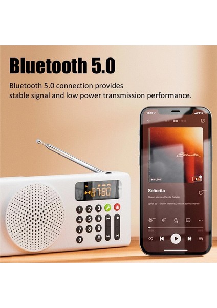 Beyaz Taşınabilir Fm Radyo Açık Acil Radyo Güneş El Krank Bluetooth Hoparlör Tf USB Mp3 Çalar El Feneri ile Güç Bankaları (Yurt Dışından)