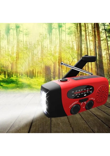 Kırmızı 3'ü 1 Arada Acil Durum Şarj Aleti El Krank Jeneratörü Wind Up Solar Dyna Mo Powered Fm/am Radyo Şarj Cihazı LED El Feneri (Yurt Dışından)