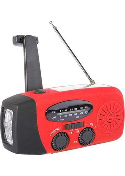 Kırmızı 3'ü 1 Arada Acil Durum Şarj Aleti El Krank Jeneratörü Wind Up Solar Dyna Mo Powered Fm/am Radyo Şarj Cihazı LED El Feneri (Yurt Dışından)