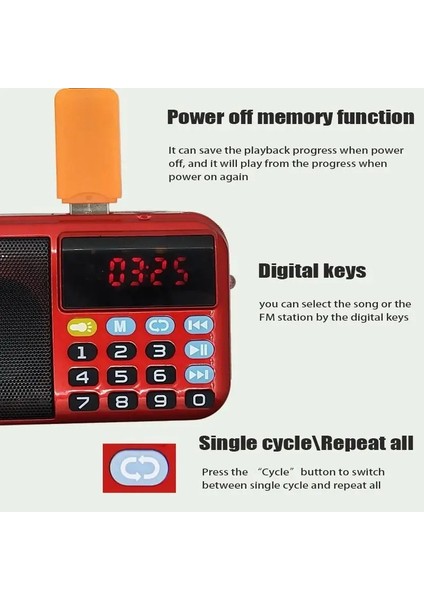Gösterisi Olarak S90 Taşınabilir Fm Radyo Hoparlör Şarj Edilebilir Mini El Dijital USB Tf Mp3 Çalar LED El Feneri ile (Yurt Dışından)