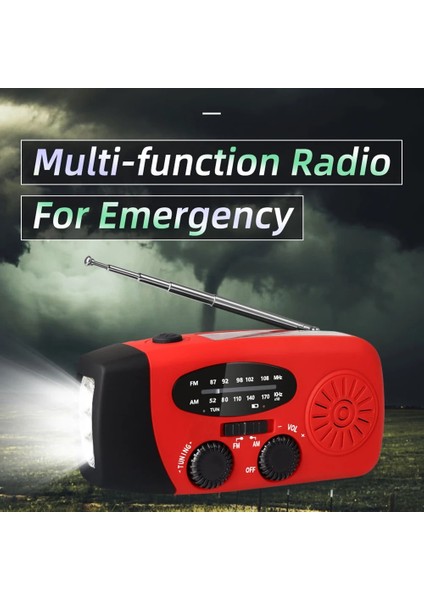 B Kırmızı Çok Fonksiyonlu Taşınabilir Radyo El Krank Güneş USB Şarj Fm Am Hava Durumu Radyo Acil Durum LED El Feneri Torch Güç Bankası (Yurt Dışından) modelleri