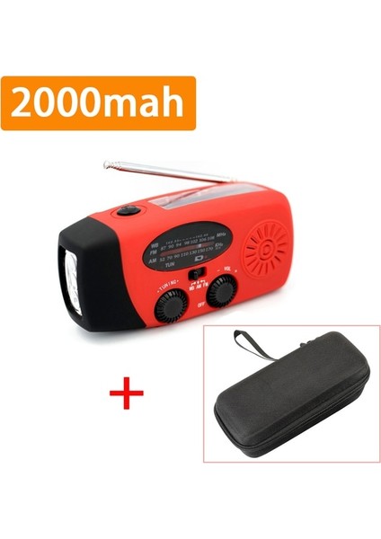 2000 Mah Kırmızı Set Am/fm/noaa Acil Durum Radyosu 10000 Mah Güneş Enerjisi El Krank Radyo Küresel Alıcı Yüksek Kaliteli LED Torch Okuma Işığı Sos Alarmı (Yurt Dışından)