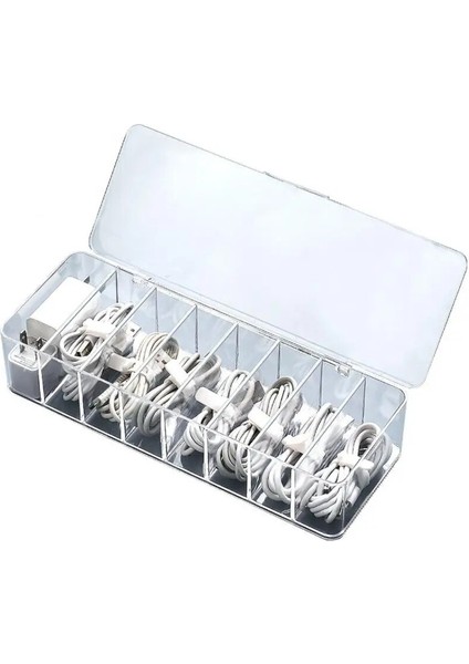 Gümüş Kablo Saklama Kutusu Şeffaf Plastik Veri Hattı Saklama Kabı Masası Kırtasiye Makyaj Organizatör Anahtar Mücevher Kutusu Ofis Tutucu (Yurt Dışından) indirimleri