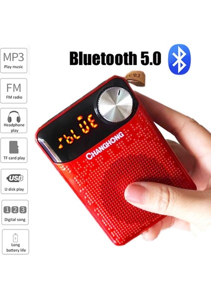 Siyah Taşınabilir Mini Radyo Fm Alıcısı El Bluetooth Hoparlör Tf/usb Mp3 Müzik Çalar LED Ekran Desteği Ahizesiz Kullanım/kulaklık (Yurt Dışından)