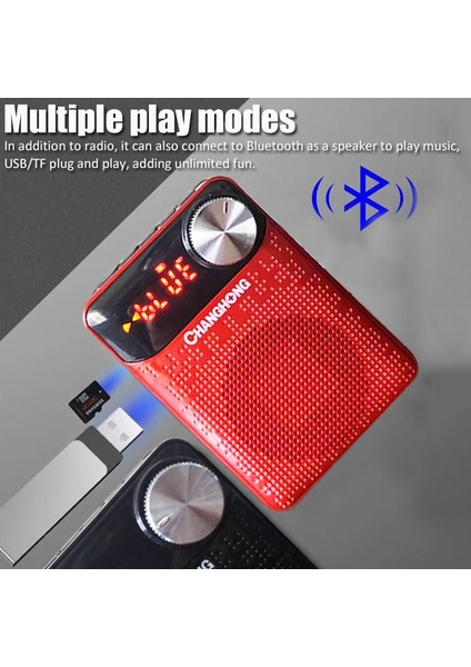 Siyah Taşınabilir Mini Radyo Fm Alıcısı El Bluetooth Hoparlör Tf/usb Mp3 Müzik Çalar LED Ekran Desteği Ahizesiz Kullanım/kulaklık (Yurt Dışından)