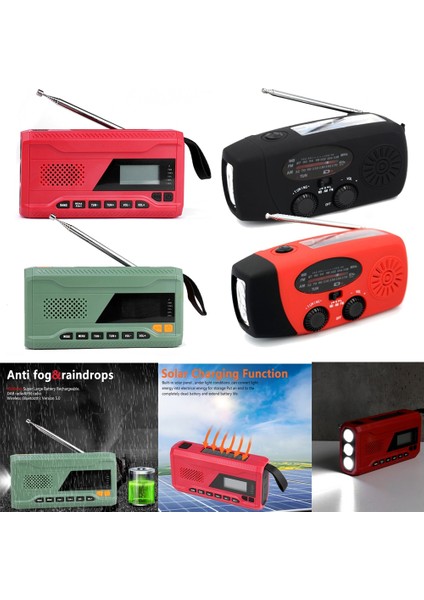 2000 Mah Kırmızı Taşınabilir Radyo El Krank Güneş El Radyosu Güneş Krank Am/fm/noaa Hava Radyo Acil El Feneri 4500 Mah Meyilli (Yurt Dışından)