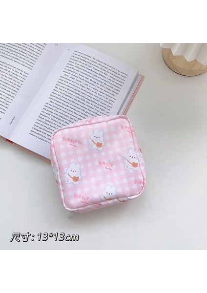 E Kadın Kızlar Kawaii Kozmetik Makyaj Tampon Ayı Peçete Kese Saklama Çantası Bozuk Para Cüzdanı Hijyenik Pedler Çanta Mini Veri Kabloları Organizatör (Yurt Dışından)