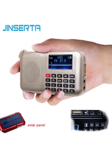 Altın Jınserta Güneş Fm Radyo Mini Güneş Enerjisi Hoparlör Mp3 Müzik Çalar Acil Durum Güneş Enerjili Radyo El Feneri Desteği Tf Kartı (Yurt Dışından) fiyatları