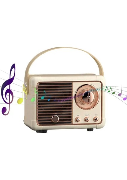 Beyaz Retro Bluetooth Hoparlör Vintage Fm Radyo Eski Moda Klasik Stil Güçlü Bas Geliştirme ile Kablosuz Retro Hoparlör (Yurt Dışından)