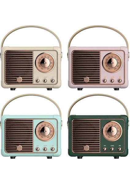 Beyaz Retro Bluetooth Hoparlör Vintage Fm Radyo Eski Moda Klasik Stil Güçlü Bas Geliştirme ile Kablosuz Retro Hoparlör (Yurt Dışından)