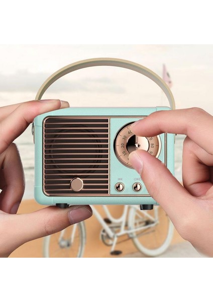 Beyaz Retro Bluetooth Hoparlör Vintage Fm Radyo Eski Moda Klasik Stil Güçlü Bas Geliştirme ile Kablosuz Retro Hoparlör (Yurt Dışından)