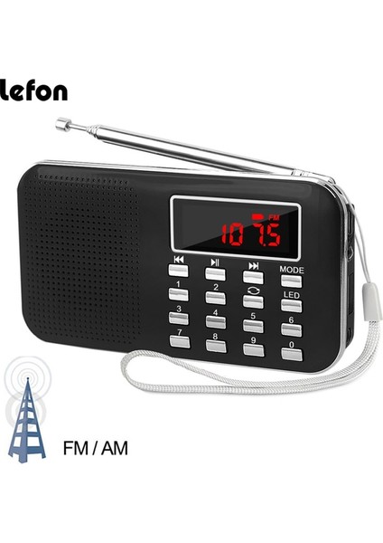 Kırmızı Lefon Taşınabilir Stereo Radyo Alıcısı Am Fm Mp3 Müzik Çalar Desteği Tf Sd Kart USB Sürücüsü Aux LED Ekran El Feneri Mini Radyolar (Yurt Dışından)