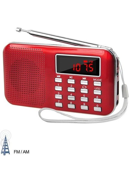 Kırmızı Lefon Taşınabilir Stereo Radyo Alıcısı Am Fm Mp3 Müzik Çalar Desteği Tf Sd Kart USB Sürücüsü Aux LED Ekran El Feneri Mini Radyolar (Yurt Dışından)