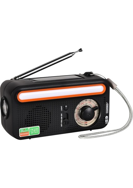 Siyah 5 In 1 El Krank Hava Radyo Sos Alarmı Fm Am Sw Güneş Acil Radyo LED Torch Okuma Lambası Cep Telefonu Için Acil Durum Radyosu (Yurt Dışından)