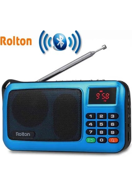 Bluetooth-Mavi Rolton W405 Taşınabilir Fm Radyo USB Kablolu Bilgisayar Hoparlörü Hifi Alıcı LED Ekran Desteği Tf El Feneri ile Oyna Para Doğrula (Yurt Dışından)